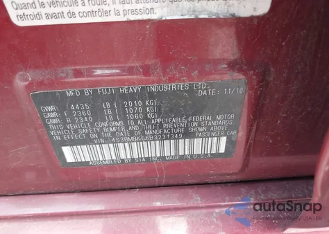 2011 Subaru Legacy 2.5I Limited z USA, uszkodzony, nr VIN 4S3BMBK66B3231349